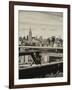 View of Brooklyn Bridge with the Empire State Buildings-Philippe Hugonnard-Framed Photographic Print