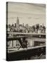 View of Brooklyn Bridge with the Empire State Buildings-Philippe Hugonnard-Stretched Canvas