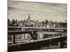 View of Brooklyn Bridge with the Empire State Buildings-Philippe Hugonnard-Mounted Photographic Print