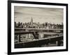 View of Brooklyn Bridge with the Empire State Buildings-Philippe Hugonnard-Framed Photographic Print