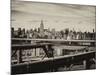 View of Brooklyn Bridge with the Empire State Buildings-Philippe Hugonnard-Mounted Photographic Print