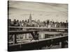 View of Brooklyn Bridge with the Empire State Buildings-Philippe Hugonnard-Stretched Canvas