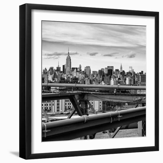 View of Brooklyn Bridge with the Empire State Buildings-Philippe Hugonnard-Framed Photographic Print