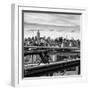 View of Brooklyn Bridge with the Empire State Buildings-Philippe Hugonnard-Framed Photographic Print