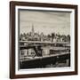 View of Brooklyn Bridge with the Empire State Buildings-Philippe Hugonnard-Framed Photographic Print