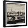 View of Brooklyn Bridge with the Empire State Buildings-Philippe Hugonnard-Framed Photographic Print