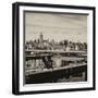 View of Brooklyn Bridge with the Empire State Buildings-Philippe Hugonnard-Framed Photographic Print