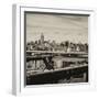 View of Brooklyn Bridge with the Empire State Buildings-Philippe Hugonnard-Framed Photographic Print