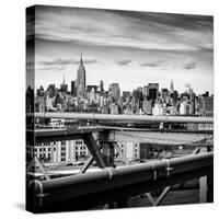 View of Brooklyn Bridge with the Empire State Buildings-Philippe Hugonnard-Stretched Canvas