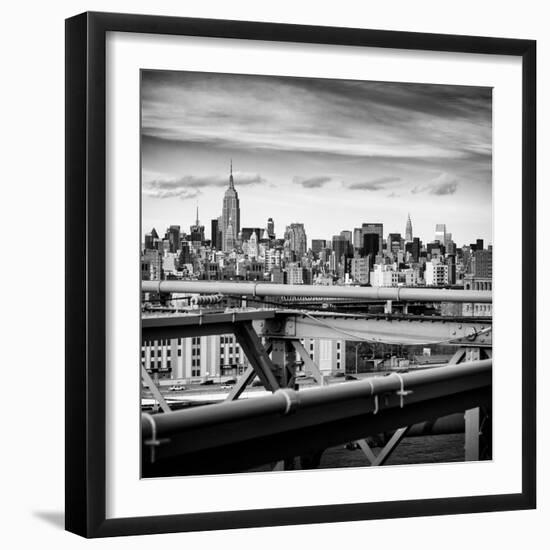 View of Brooklyn Bridge with the Empire State Buildings-Philippe Hugonnard-Framed Photographic Print