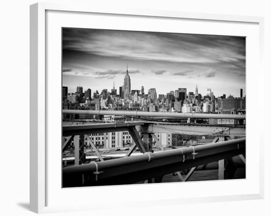 View of Brooklyn Bridge with the Empire State Buildings-Philippe Hugonnard-Framed Photographic Print