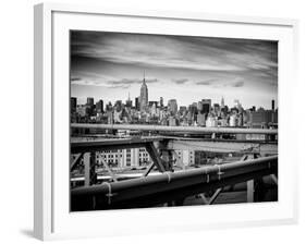 View of Brooklyn Bridge with the Empire State Buildings-Philippe Hugonnard-Framed Photographic Print