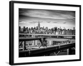 View of Brooklyn Bridge with the Empire State Buildings-Philippe Hugonnard-Framed Photographic Print