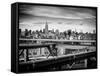 View of Brooklyn Bridge with the Empire State Buildings-Philippe Hugonnard-Framed Stretched Canvas