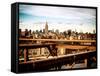 View of Brooklyn Bridge with the Empire State Buildings-Philippe Hugonnard-Framed Stretched Canvas