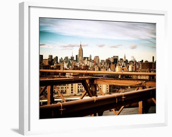 View of Brooklyn Bridge with the Empire State Buildings-Philippe Hugonnard-Framed Photographic Print