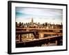 View of Brooklyn Bridge with the Empire State Buildings-Philippe Hugonnard-Framed Photographic Print