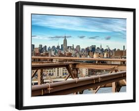 View of Brooklyn Bridge with the Empire State Buildings-Philippe Hugonnard-Framed Photographic Print