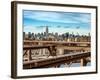 View of Brooklyn Bridge with the Empire State Buildings-Philippe Hugonnard-Framed Photographic Print