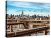 View of Brooklyn Bridge with the Empire State Buildings-Philippe Hugonnard-Stretched Canvas