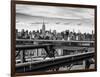 View of Brooklyn Bridge with the Empire State Buildings-Philippe Hugonnard-Framed Photographic Print