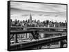 View of Brooklyn Bridge with the Empire State Buildings-Philippe Hugonnard-Framed Stretched Canvas
