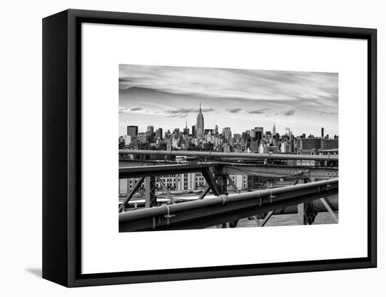 View of Brooklyn Bridge with the Empire State Buildings-Philippe Hugonnard-Framed Stretched Canvas