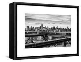 View of Brooklyn Bridge with the Empire State Buildings-Philippe Hugonnard-Framed Stretched Canvas