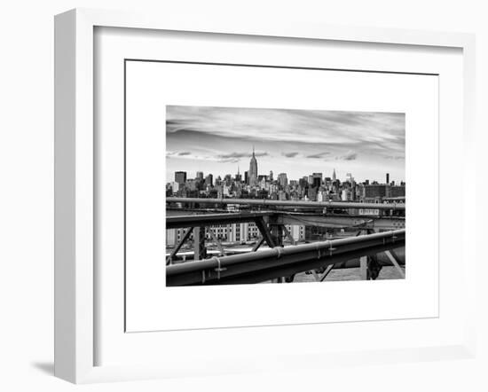 View of Brooklyn Bridge with the Empire State Buildings-Philippe Hugonnard-Framed Art Print