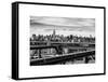 View of Brooklyn Bridge with the Empire State Buildings-Philippe Hugonnard-Framed Stretched Canvas