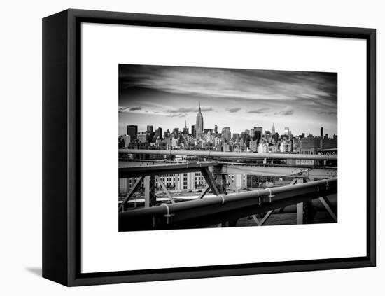 View of Brooklyn Bridge with the Empire State Buildings-Philippe Hugonnard-Framed Stretched Canvas