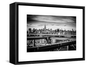 View of Brooklyn Bridge with the Empire State Buildings-Philippe Hugonnard-Framed Stretched Canvas