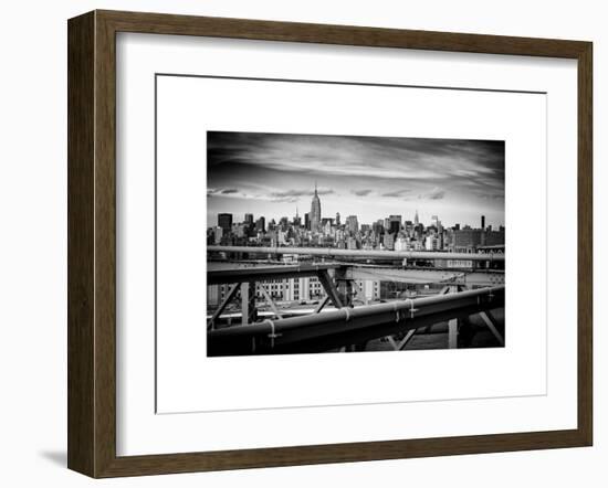 View of Brooklyn Bridge with the Empire State Buildings-Philippe Hugonnard-Framed Art Print