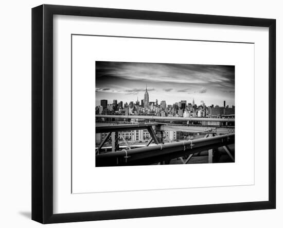 View of Brooklyn Bridge with the Empire State Buildings-Philippe Hugonnard-Framed Art Print