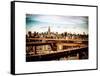 View of Brooklyn Bridge with the Empire State Buildings-Philippe Hugonnard-Framed Stretched Canvas