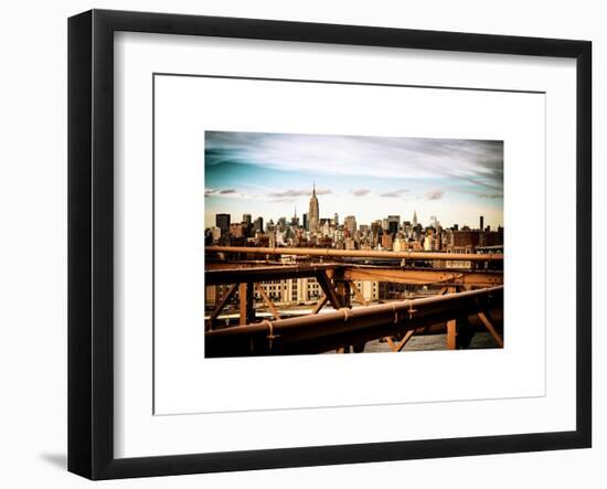 View of Brooklyn Bridge with the Empire State Buildings-Philippe Hugonnard-Framed Art Print