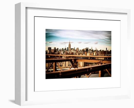 View of Brooklyn Bridge with the Empire State Buildings-Philippe Hugonnard-Framed Art Print