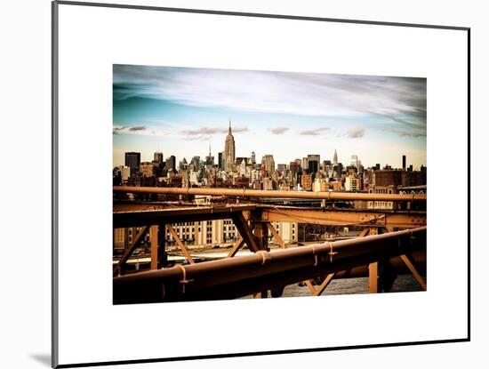 View of Brooklyn Bridge with the Empire State Buildings-Philippe Hugonnard-Mounted Art Print
