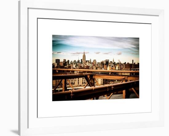 View of Brooklyn Bridge with the Empire State Buildings-Philippe Hugonnard-Framed Art Print