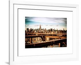 View of Brooklyn Bridge with the Empire State Buildings-Philippe Hugonnard-Framed Art Print