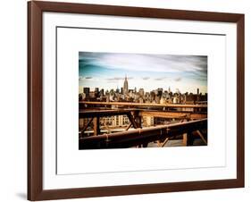 View of Brooklyn Bridge with the Empire State Buildings-Philippe Hugonnard-Framed Art Print