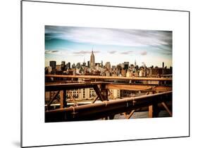 View of Brooklyn Bridge with the Empire State Buildings-Philippe Hugonnard-Mounted Art Print