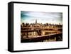 View of Brooklyn Bridge with the Empire State Buildings-Philippe Hugonnard-Framed Stretched Canvas