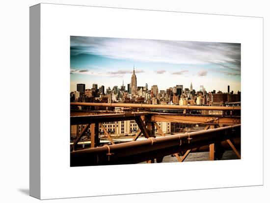 View of Brooklyn Bridge with the Empire State Buildings-Philippe Hugonnard-Stretched Canvas