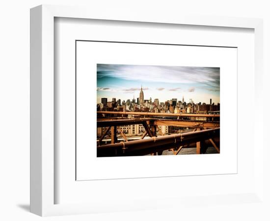 View of Brooklyn Bridge with the Empire State Buildings-Philippe Hugonnard-Framed Art Print