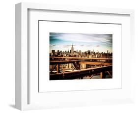 View of Brooklyn Bridge with the Empire State Buildings-Philippe Hugonnard-Framed Art Print