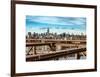 View of Brooklyn Bridge with the Empire State Buildings-Philippe Hugonnard-Framed Art Print