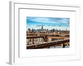 View of Brooklyn Bridge with the Empire State Buildings-Philippe Hugonnard-Framed Art Print