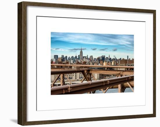 View of Brooklyn Bridge with the Empire State Buildings-Philippe Hugonnard-Framed Art Print