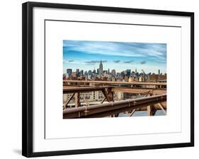 View of Brooklyn Bridge with the Empire State Buildings-Philippe Hugonnard-Framed Art Print